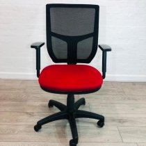 Senator Task Mesh Back Chair, Fully Adjustable, Red & Black